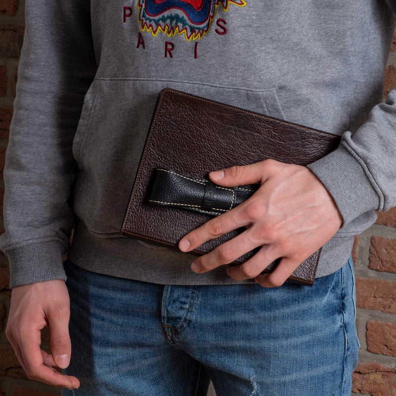 DiLoro Full Grain Genuine Leather Single Pen Case Sleeve Pencil Holder Pouch (Buffalo Sepia Tan) - Image 3